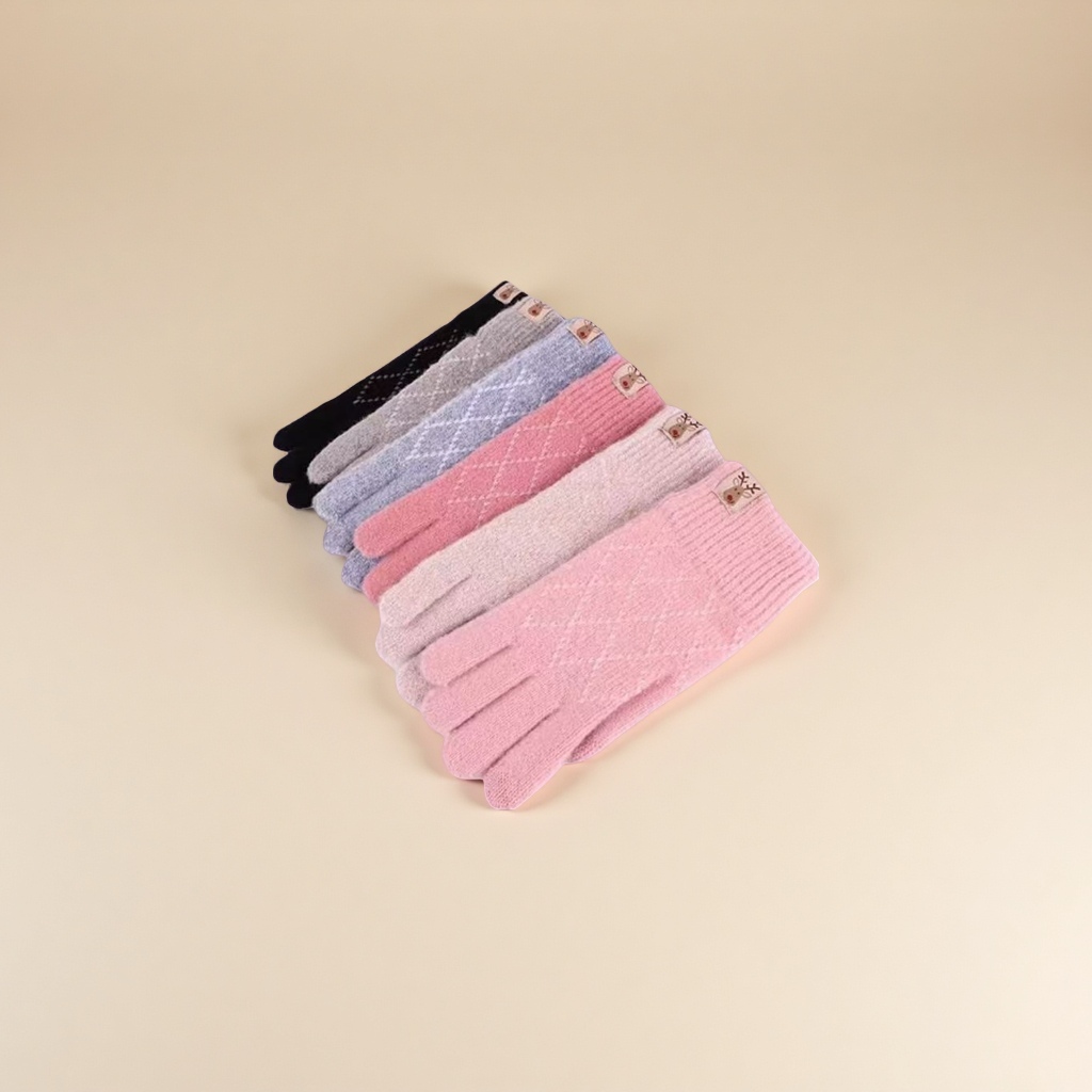 Knitted gloves for women, warm, anti-slip, touch screen, thickened plush gloves for autumn and winter Specification image