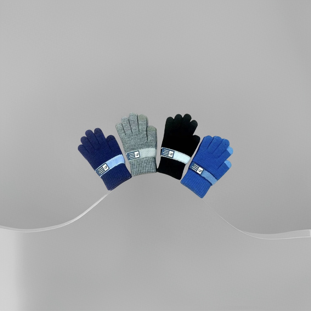 Knitted gloves, warm and anti-slip children's gloves, thickened cotton fleece gloves for autumn and winter