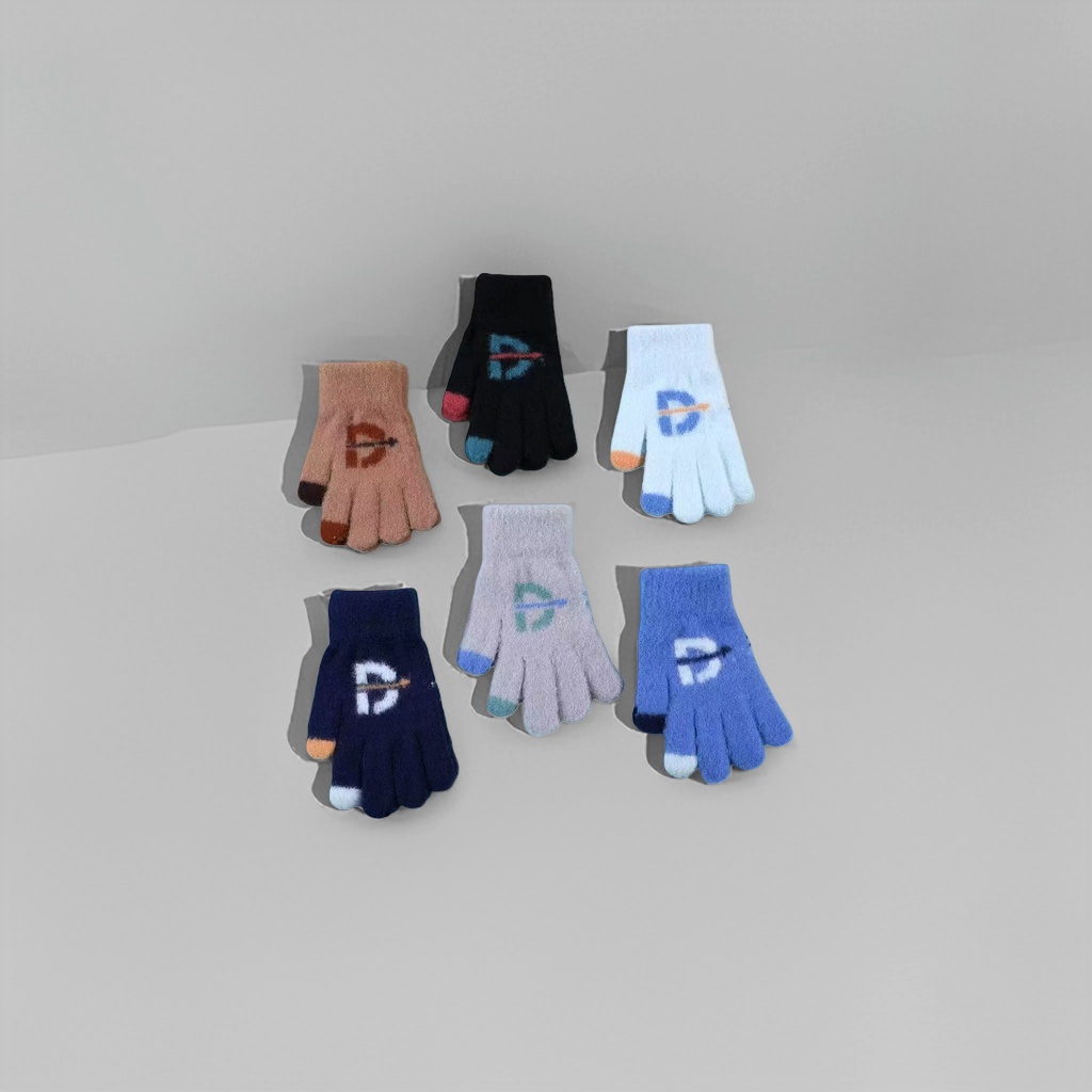 Children's plush gloves in six colors, knitted winter fashion warm gloves details Picture