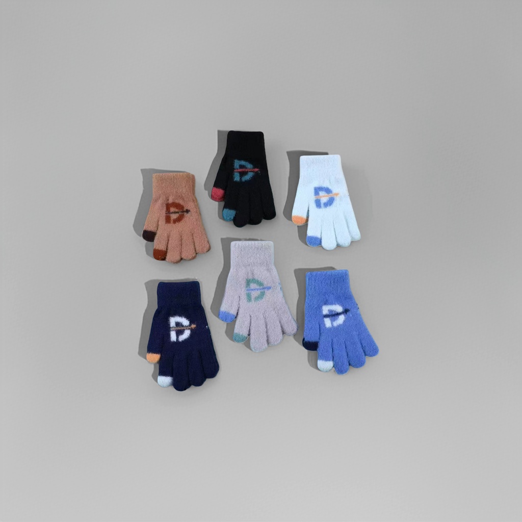 Children's plush gloves in six colors, knitted winter fashion warm gloves