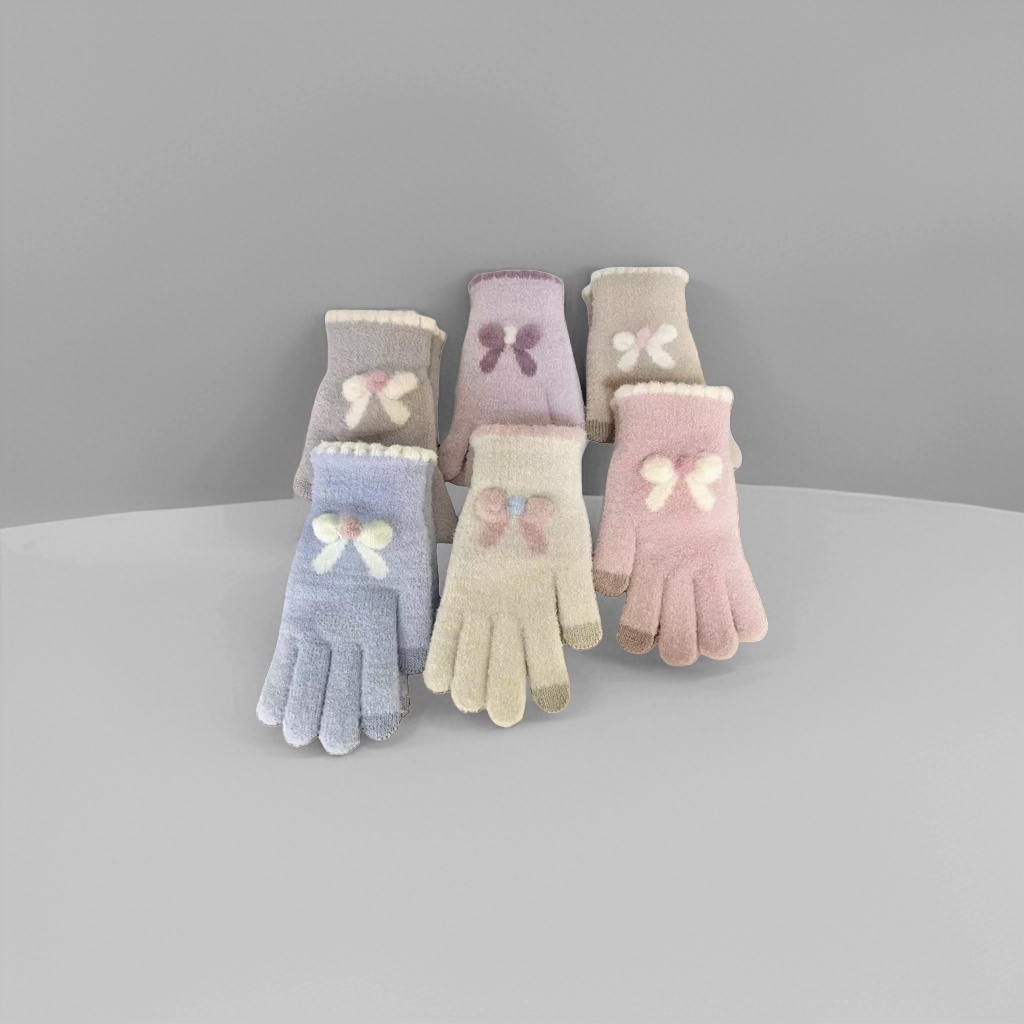 Thickened plush gloves for warmth, knitted gloves for women in autumn and winter, knitted winter gloves details Picture