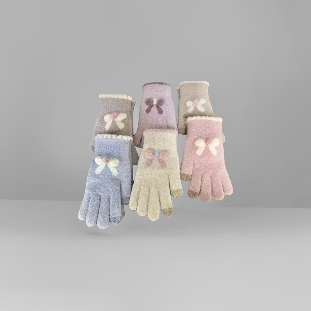 Thickened plush gloves for warmth, knitted gloves for women in autumn and winter, knitted winter gloves