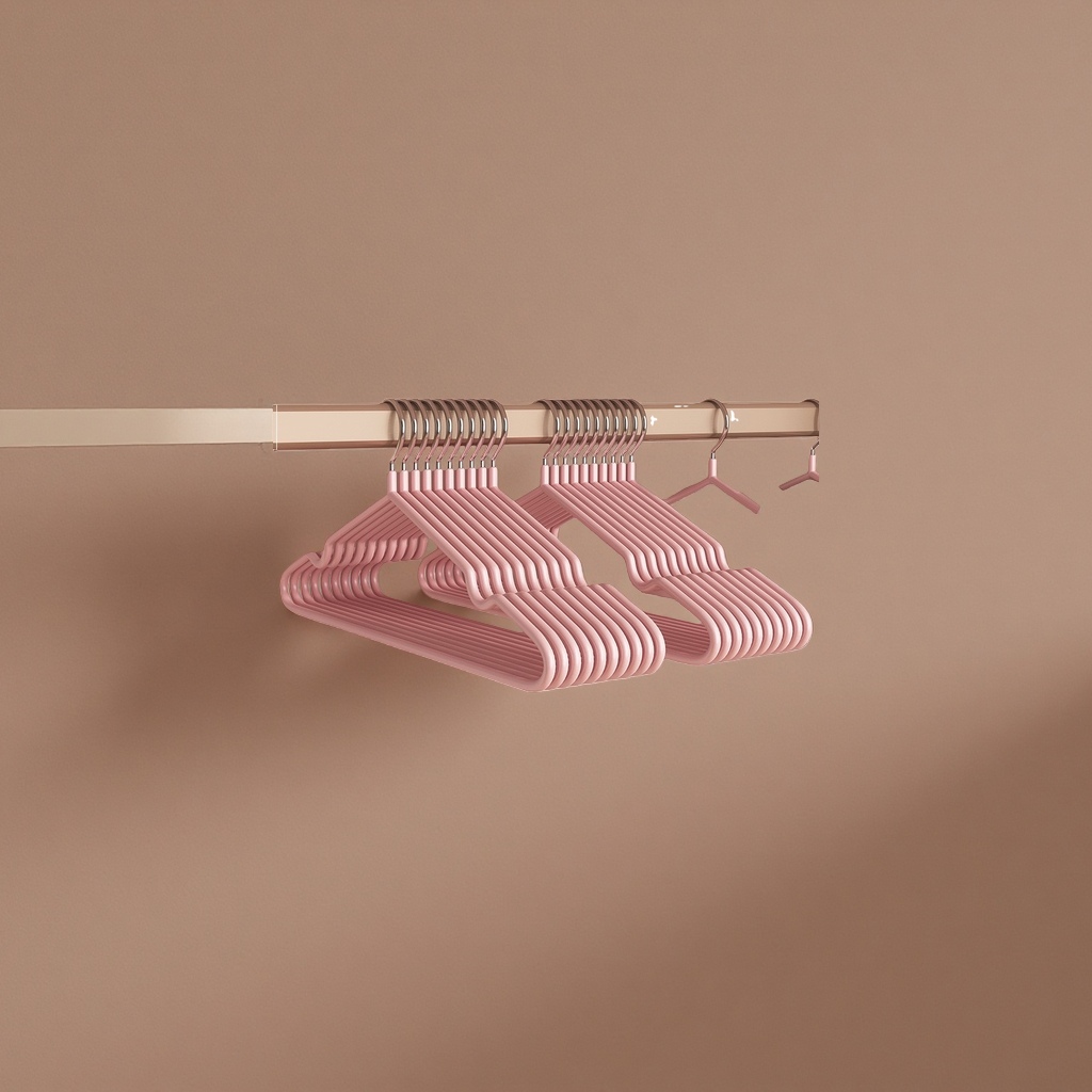 Pink plastic anti-slip thickened household storage clothes hanger, 20 pieces each Specification image