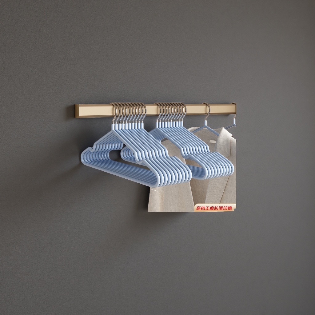 The thickened anti-slip extra thick coat hanger in the "Smoky Rain Blue" color is more load-bearing and less prone to deformation details Picture