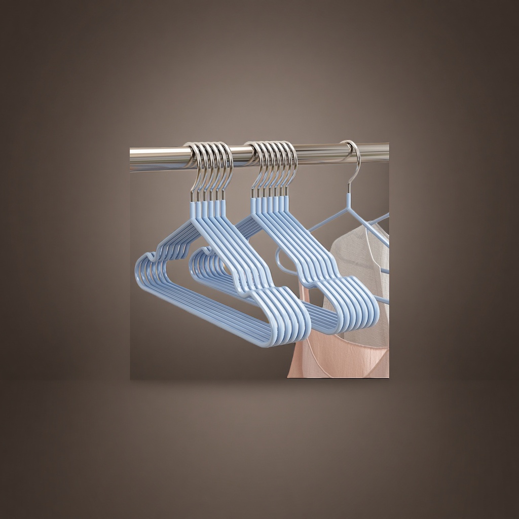 Adult plastic-coated clothes hanger, thickened, anti-slip, load-bearing, durable, multi-functional for household use details Picture