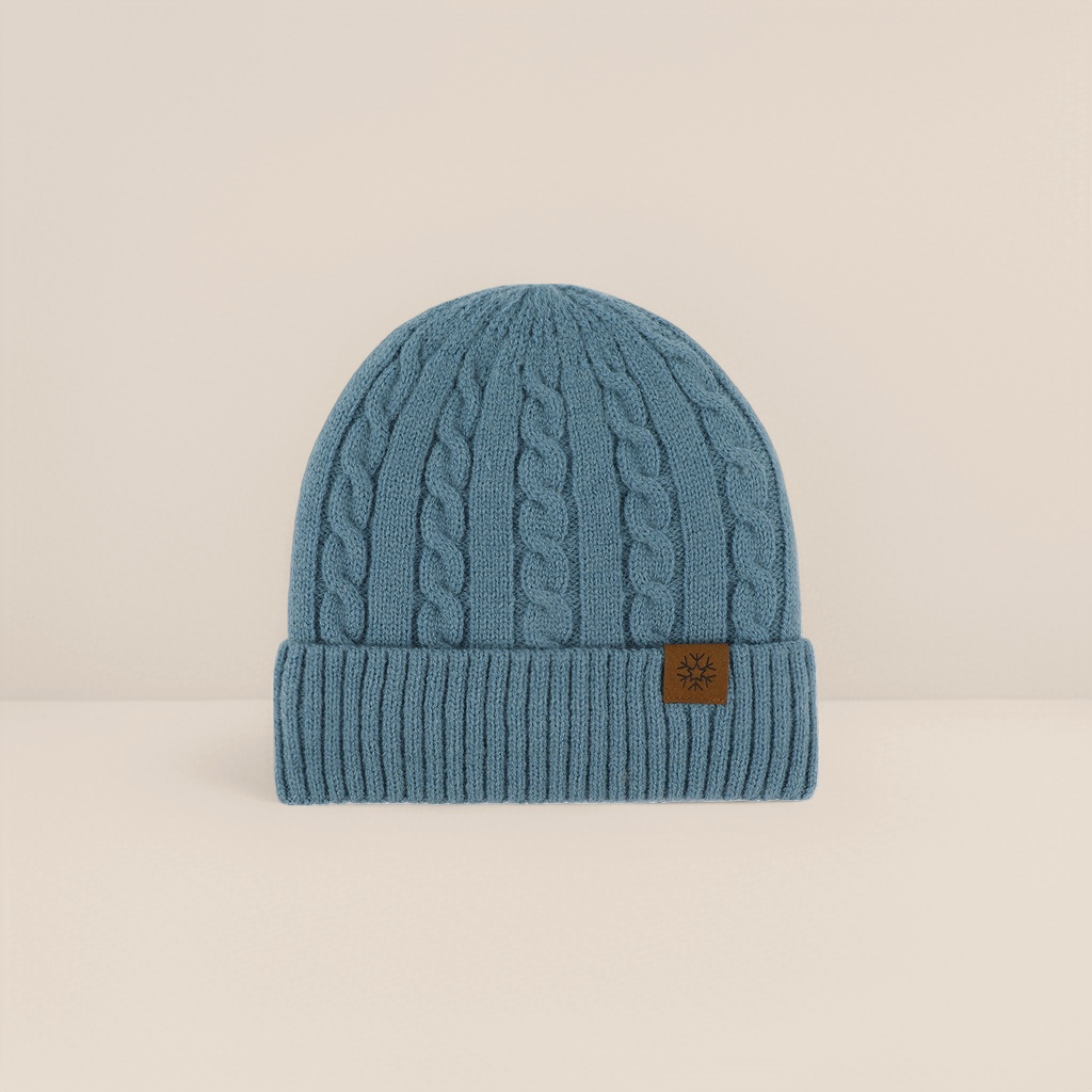 Double-layer thickened and fleece warm pink knitted hat in solid color details Picture