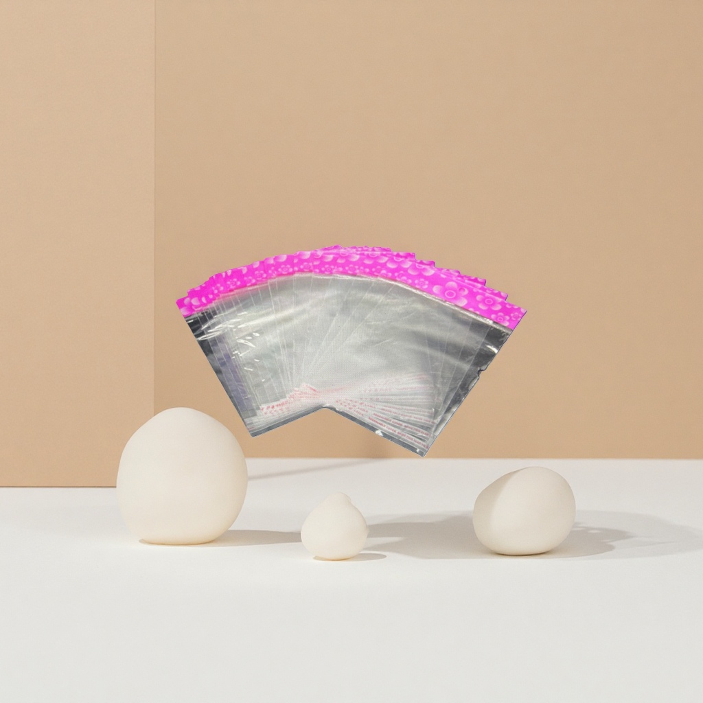 A thickened, leak-proof, sealed and fresh-keeping plastic bag with a pink sealing strip