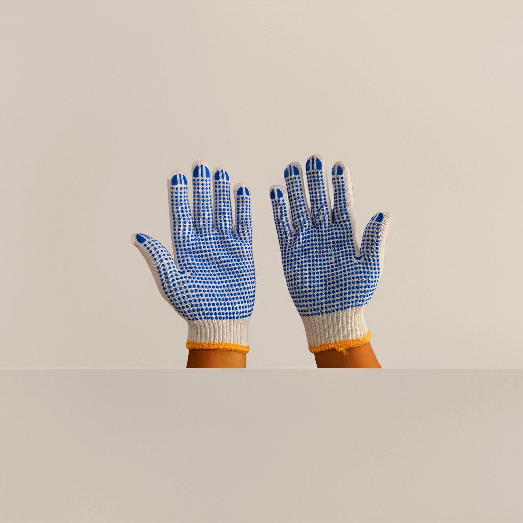 Azul dot antideslizante guantes unisex engrosado resistente al desgaste trabajo doméstico guantes de protección Specification image