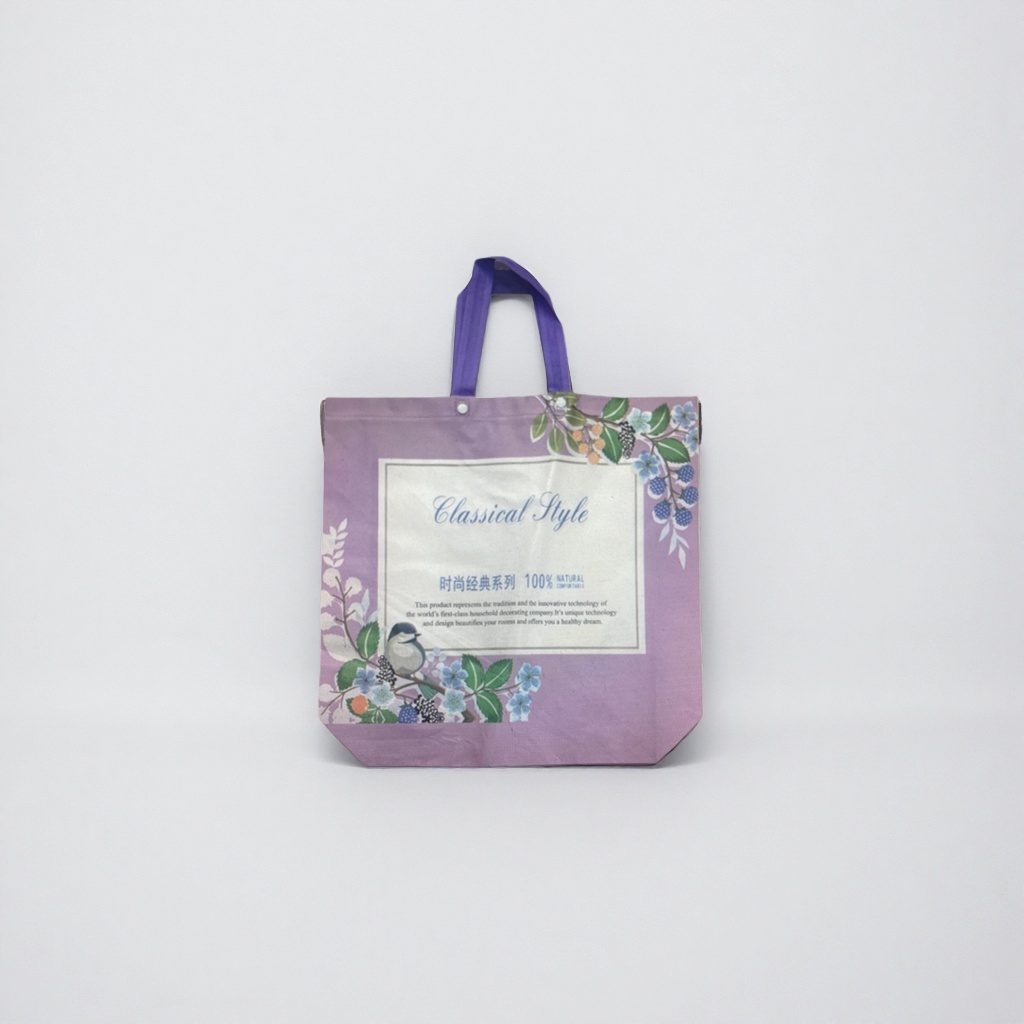The purple handbag is simple, fashionable, large-capacity shopping bag, environmentally friendly and reusable details Picture