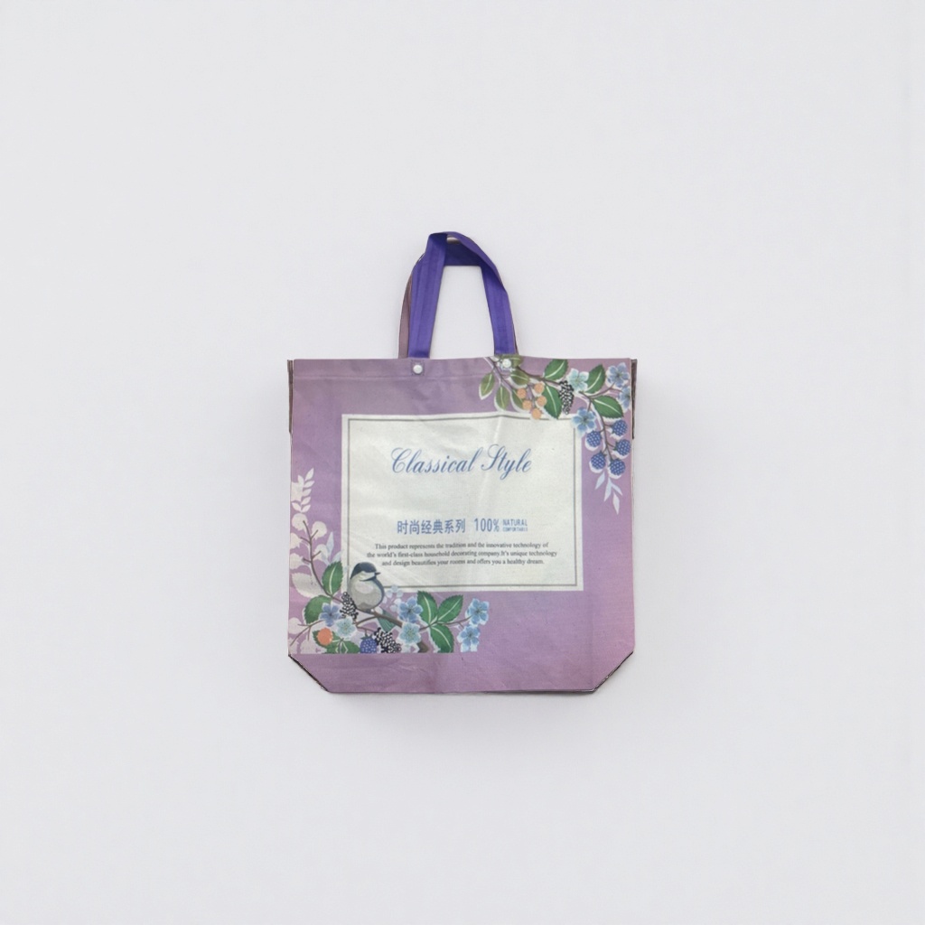 The purple handbag is simple, fashionable, large-capacity shopping bag, environmentally friendly and reusable Specification image