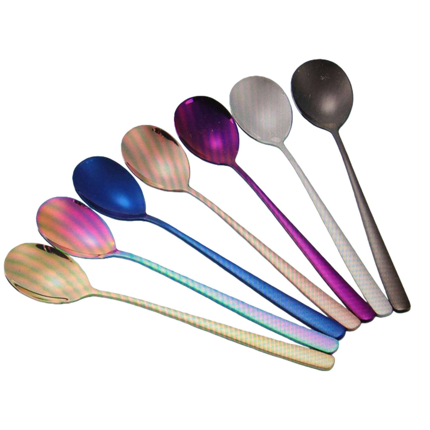 Colored metal spoons, stainless steel household dessert and coffee stirring spoons Item Picture