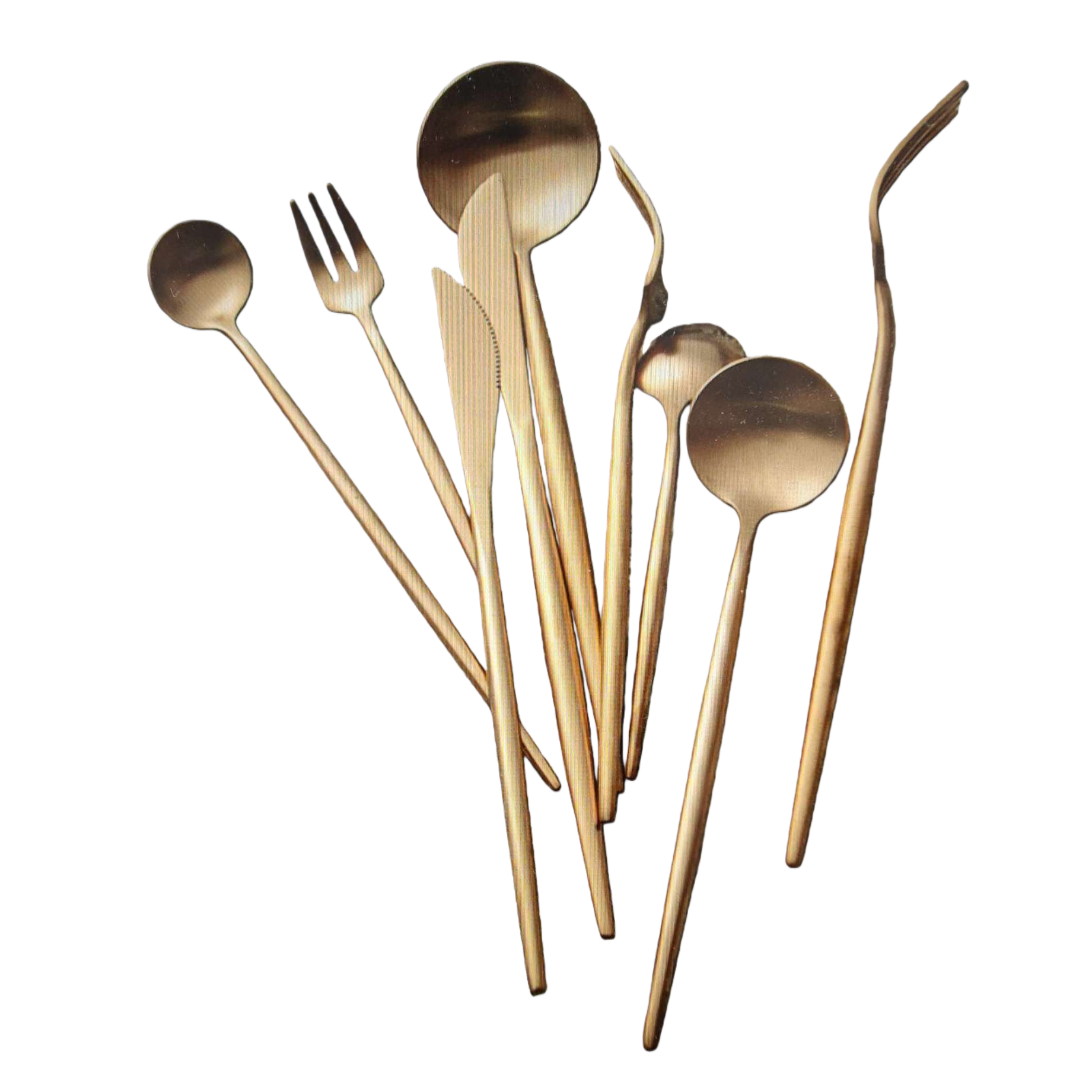 Golden tableware set, three-piece spoon, fork and knife set, stainless steel for home Western cuisine Item Picture
