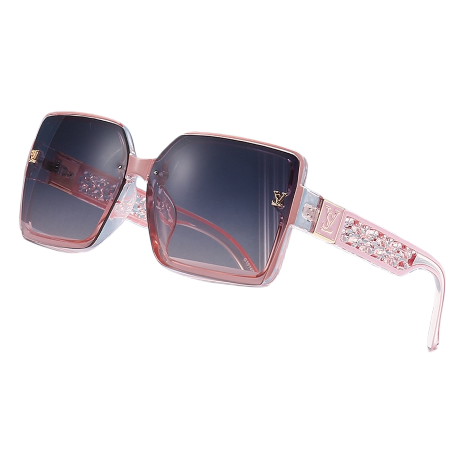 LV نظارات شمسية مربعة وردية مزخرفة لامعة Item Picture