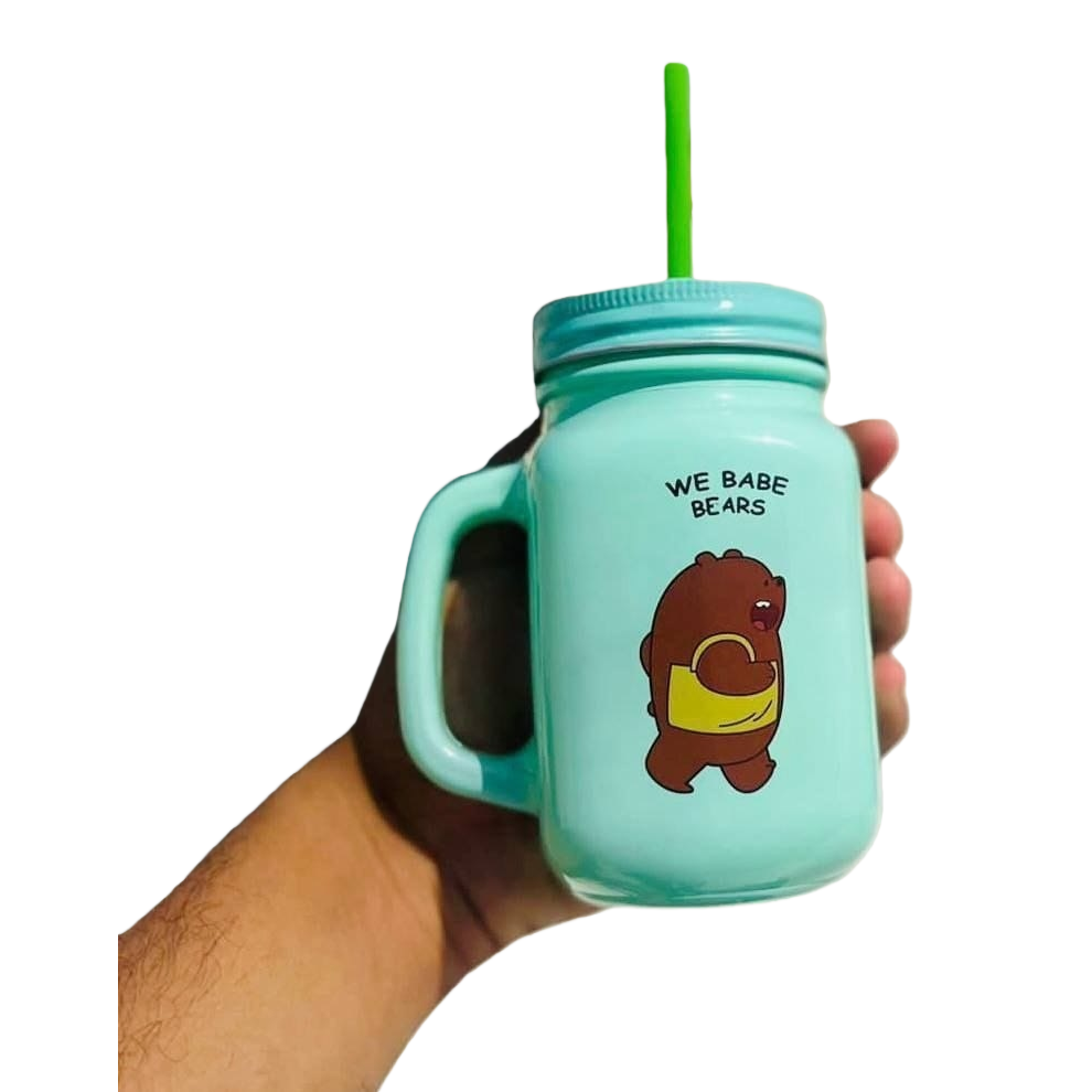 Blue ceramic cup with handle, household and office water cup, heat-resistant, anti-scald, large capacity Item Picture