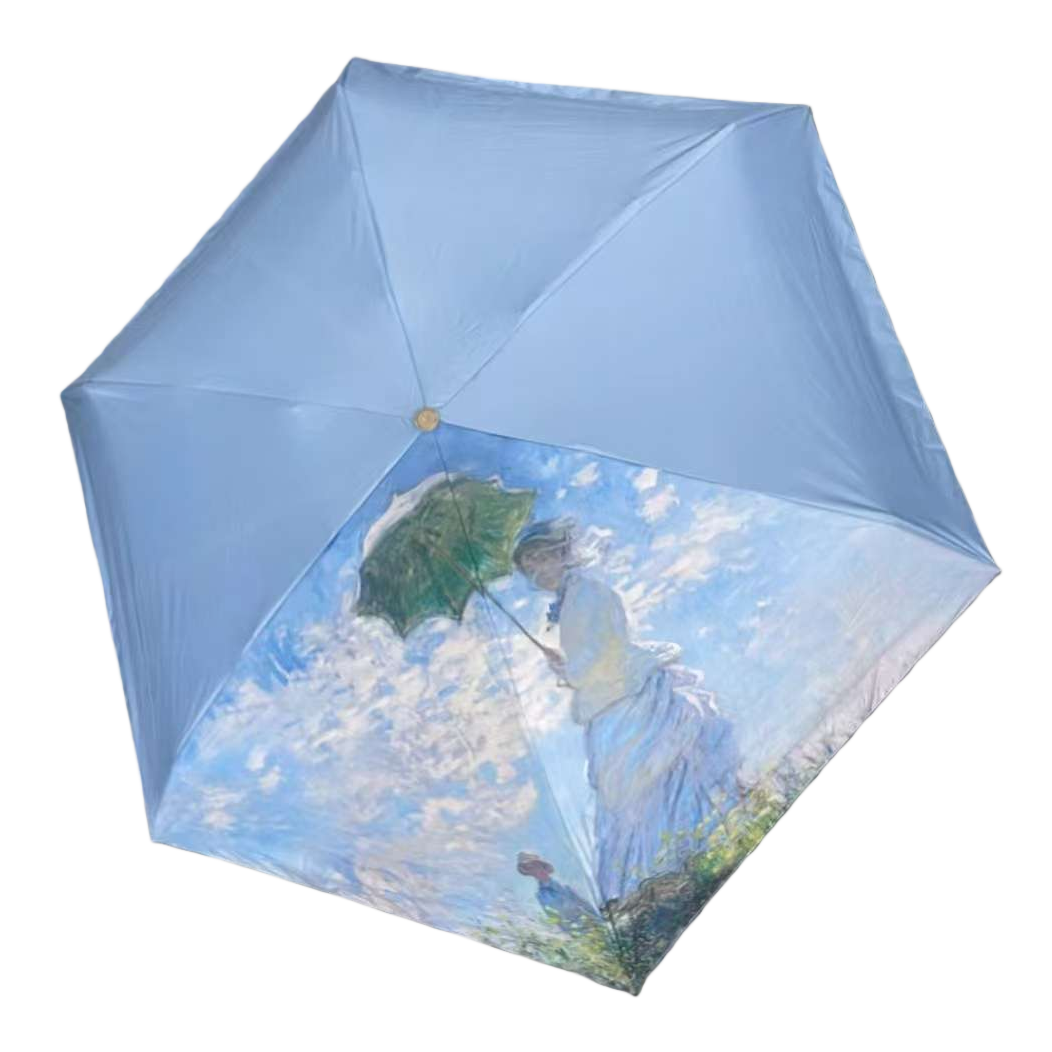 艺术画作印花晴雨两用伞 防水防晒轻便折叠白底实物图