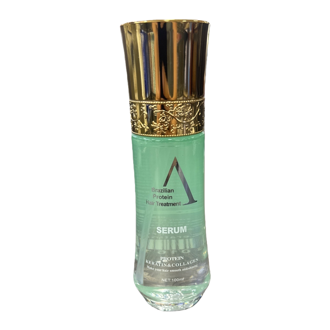 Brazilian Protein Hair Care Essence, green transparent bottle, golden cap, 100ml Item Picture
