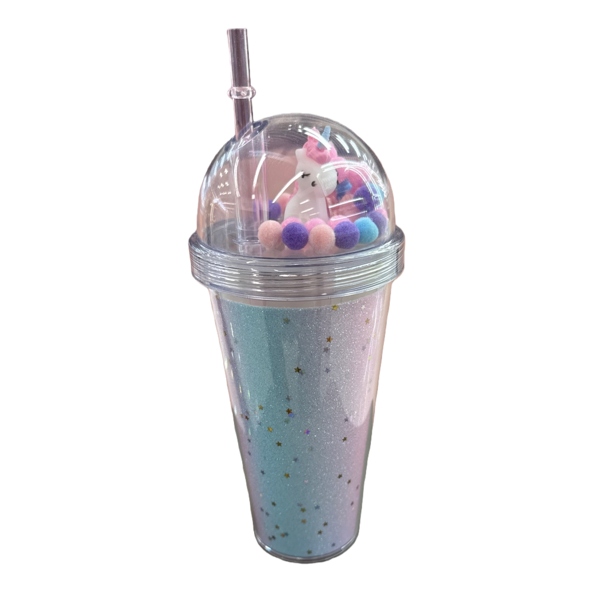 Cute unicorn-decorated transparent straw gradient color star cup Item Picture