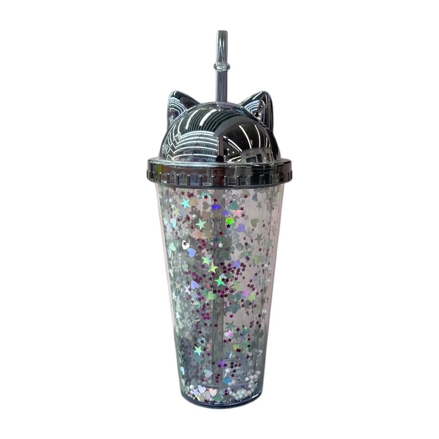 Shining star pattern children's straw cup, baby learning cup, leak-proof silicone straw Item Picture