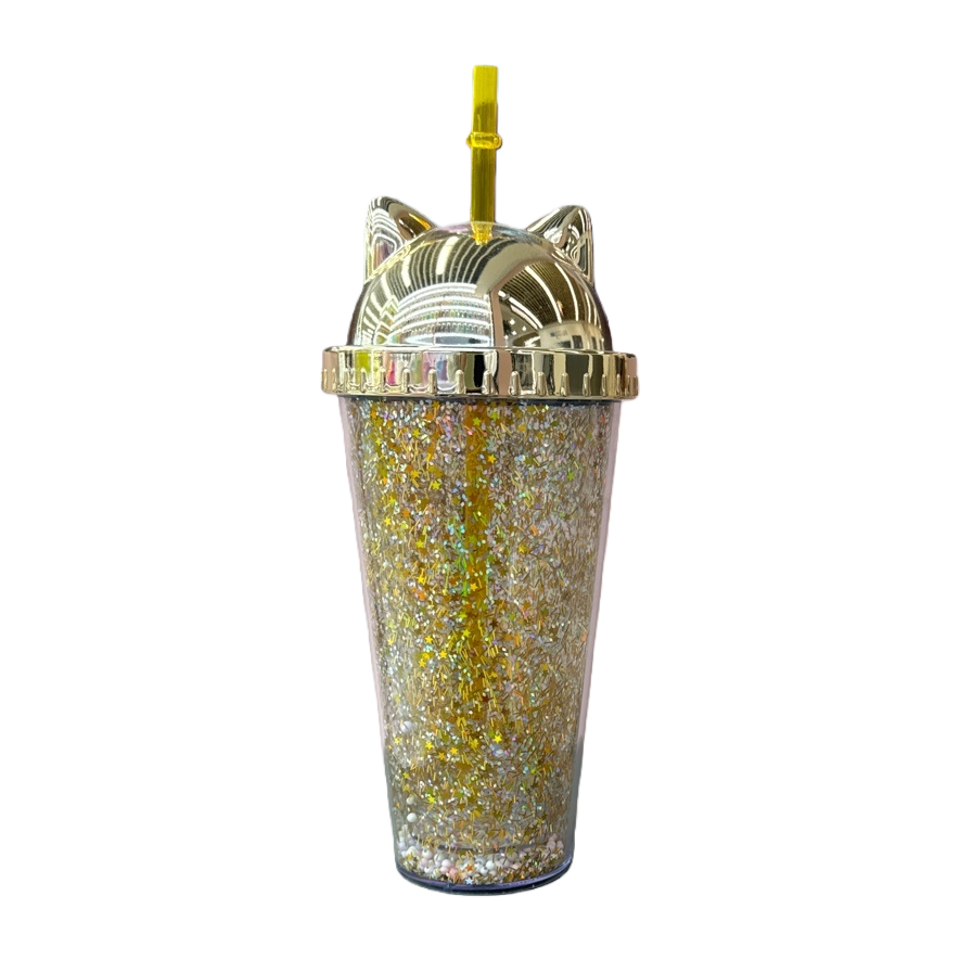 Shiny golden cat-ear cup ceramic creative cute cat-shaped water cup Item Picture