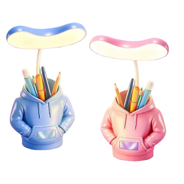 Creative hoodie shaped pen holder, small desk lamp, multi-functional desktop storage and lighting Item Picture