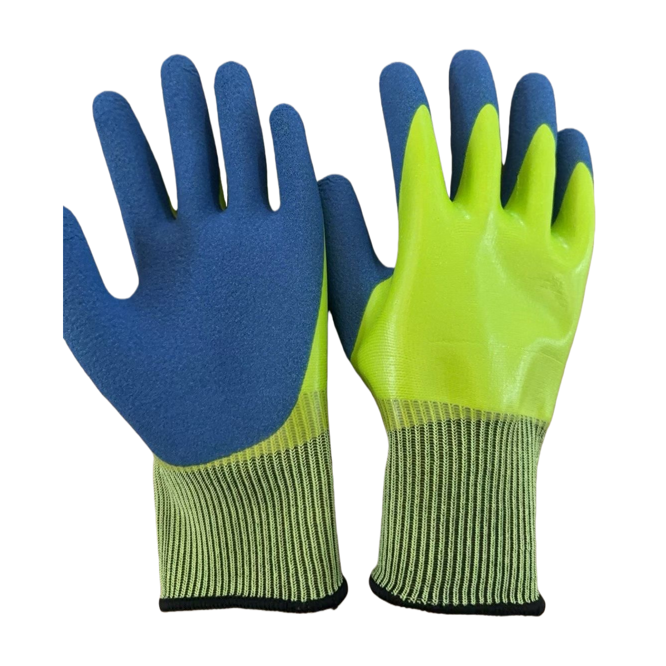 Azul fluorescente verde doble capa impermeable guantes de trabajo espesado antideslizante resistente al desgaste guantes de protección laboral Item Picture