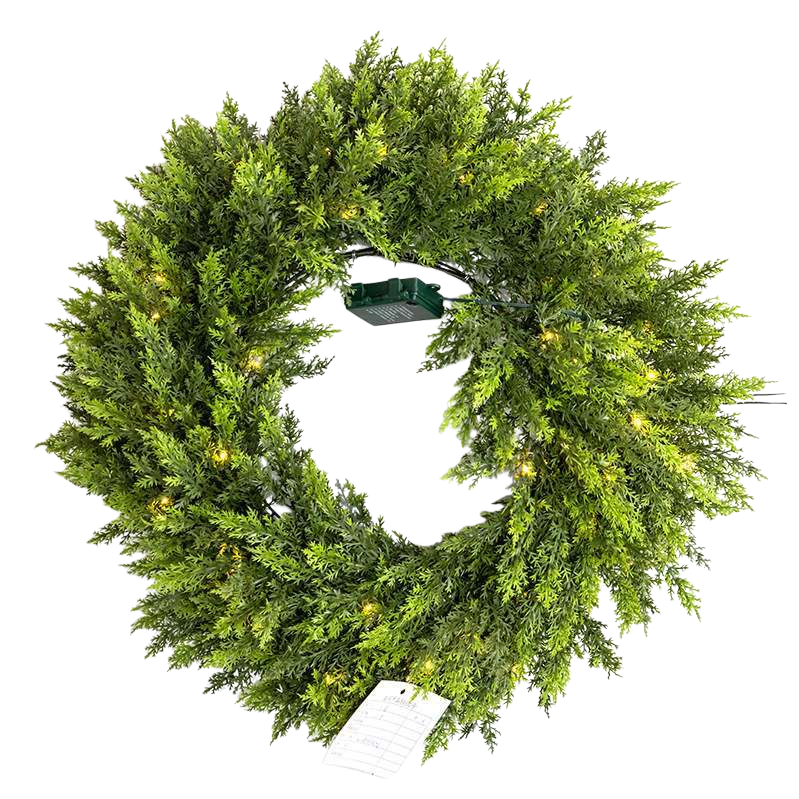 Green christmas guirnalda simulación ramas de pino ratán trenza decoración de vacaciones decoración colgante Item Picture