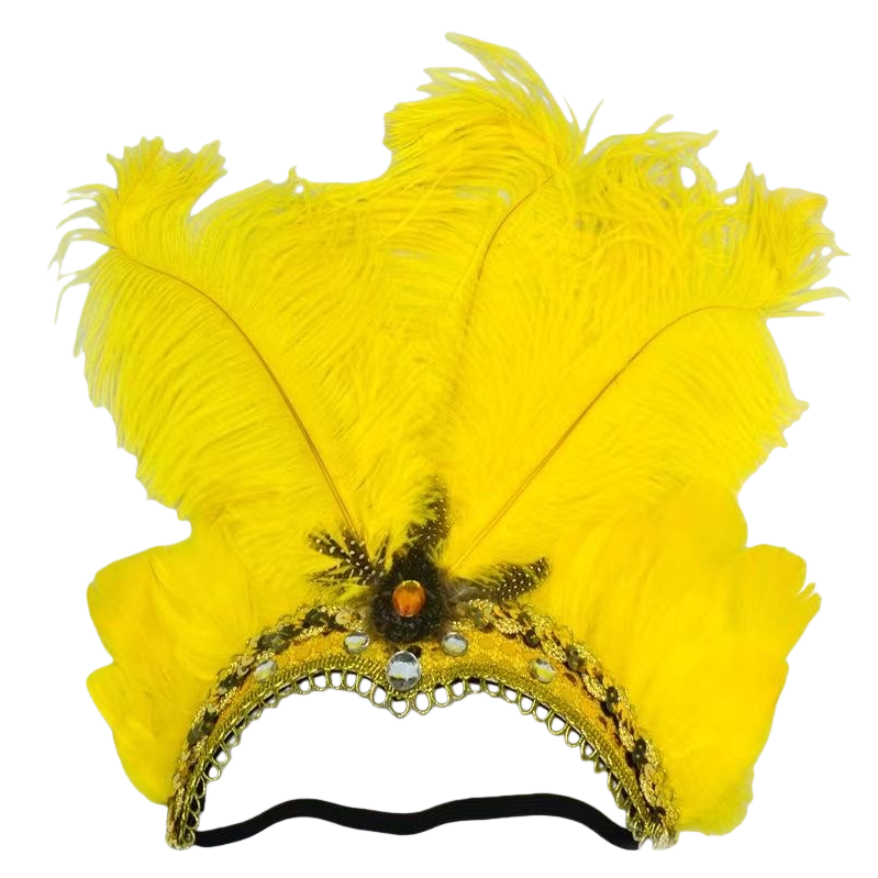 Yellow feather-decorated headwear, faux feather hair accessory, elegant and retro bride's hair flower Item Picture