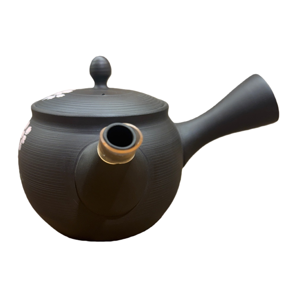 黑色陶瓷茶壶主体白底实物图