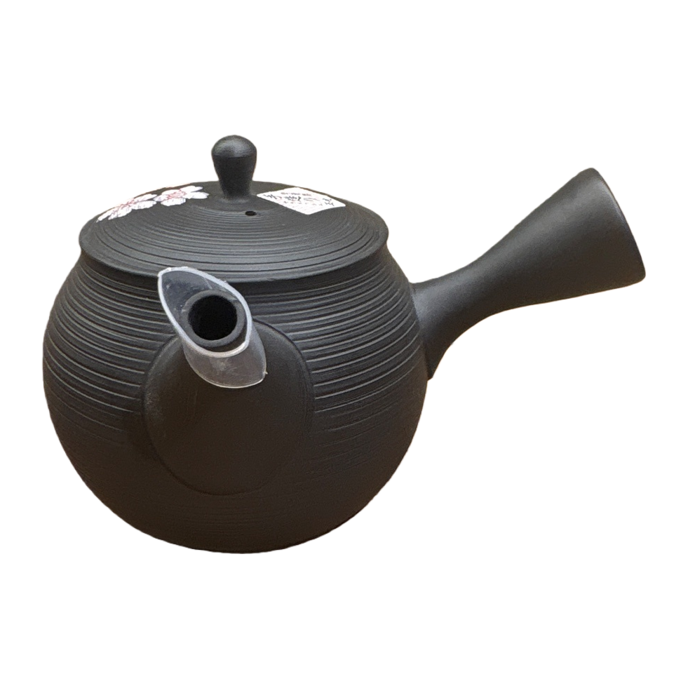 黑色陶瓷茶壶白底实物图