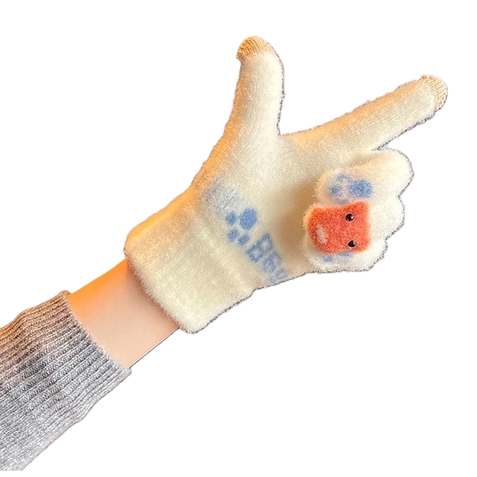 Cute cartoon-patterned warm gloves, thickened cold-proof knitted gloves for both men and women Item Picture