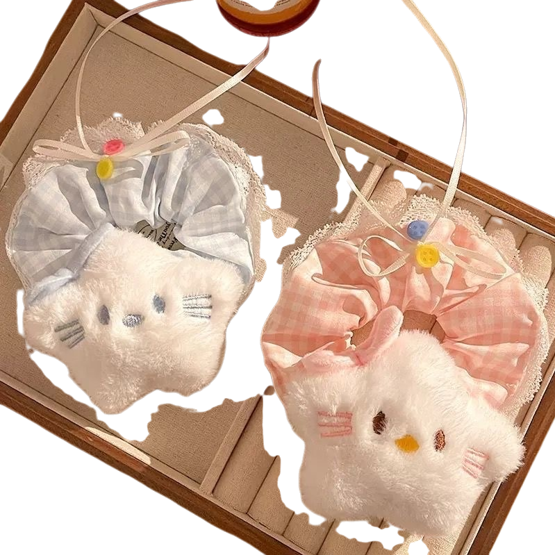 Cute rabbit plush hair band, sweet girl headwear, high elasticity, no damage to hair Item Picture