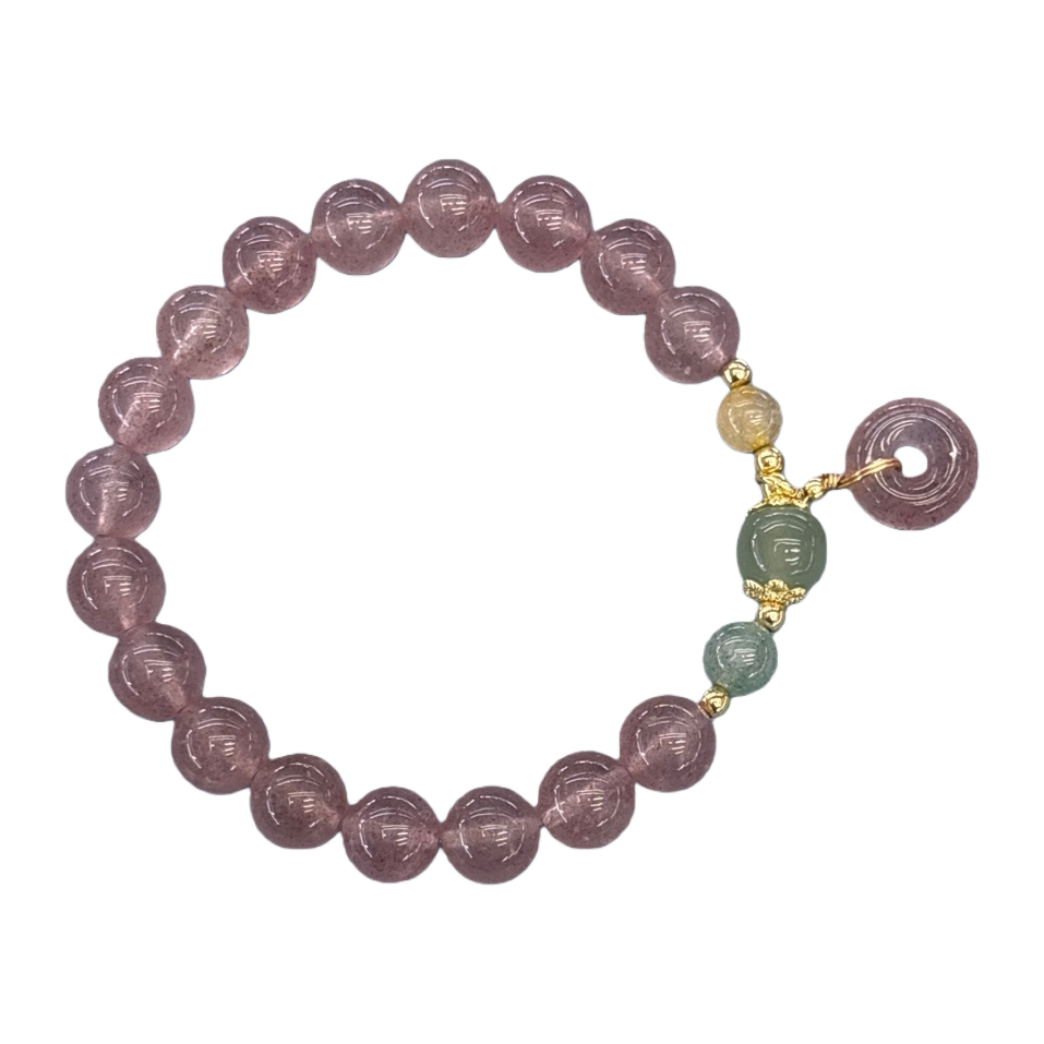 Pulsera de cristal rosa para mujeres simple moda versátil accesorio 18cm ajustable Item Picture
