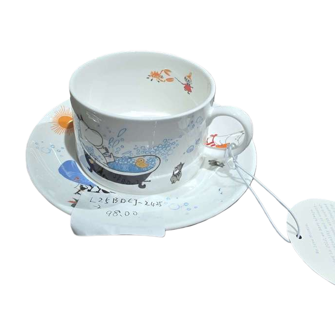 陶瓷杯 釉下彩工艺家用杯子 350ml 防烫手柄办公室茶杯白底实物图