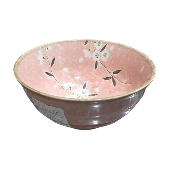 粉色樱花图案陶瓷碗 家用日式简约餐碗 高温釉面易清洗白底实物图