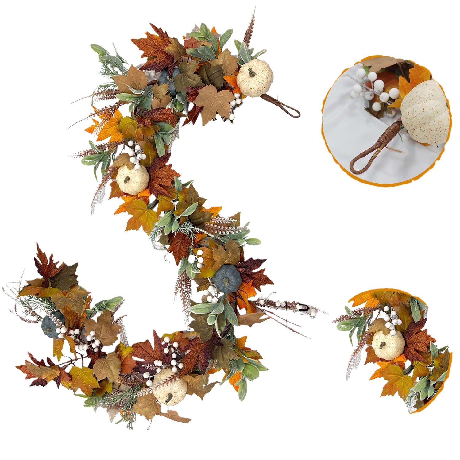 Decoración de otoño guirnalda simulación ratán tejido flores secas colgante puerta guirnalda decoración de pared Item Picture