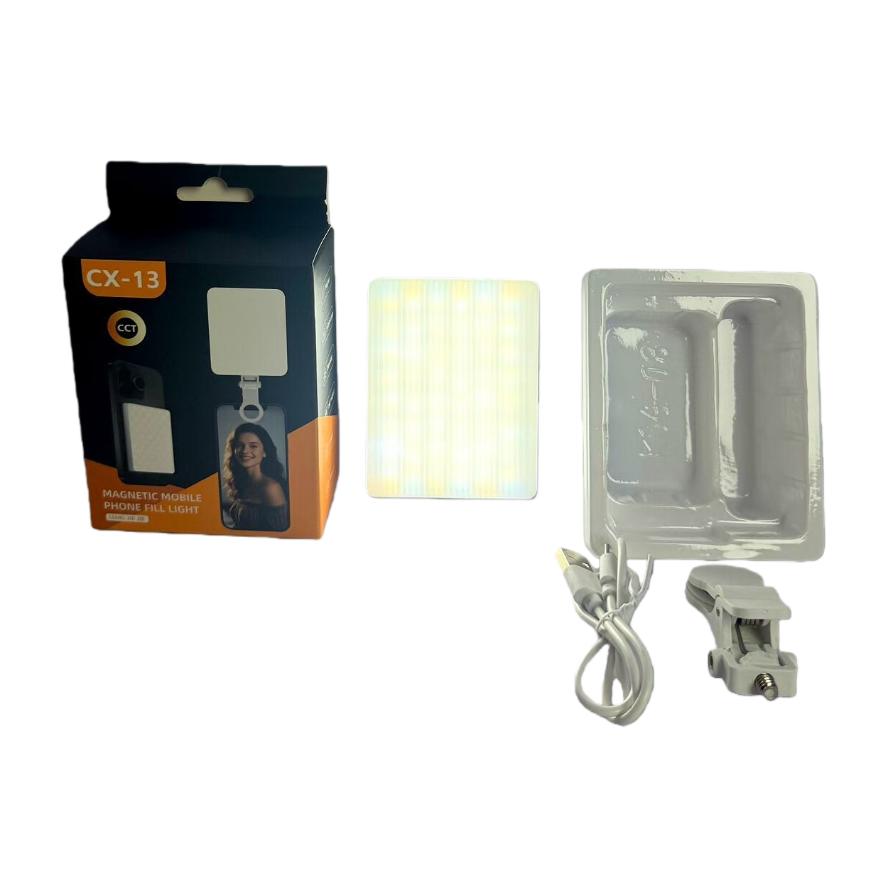 Magnetic mobile phone fill light, 360-degree rotatable adjustable brightness portable LED photography light Item Picture