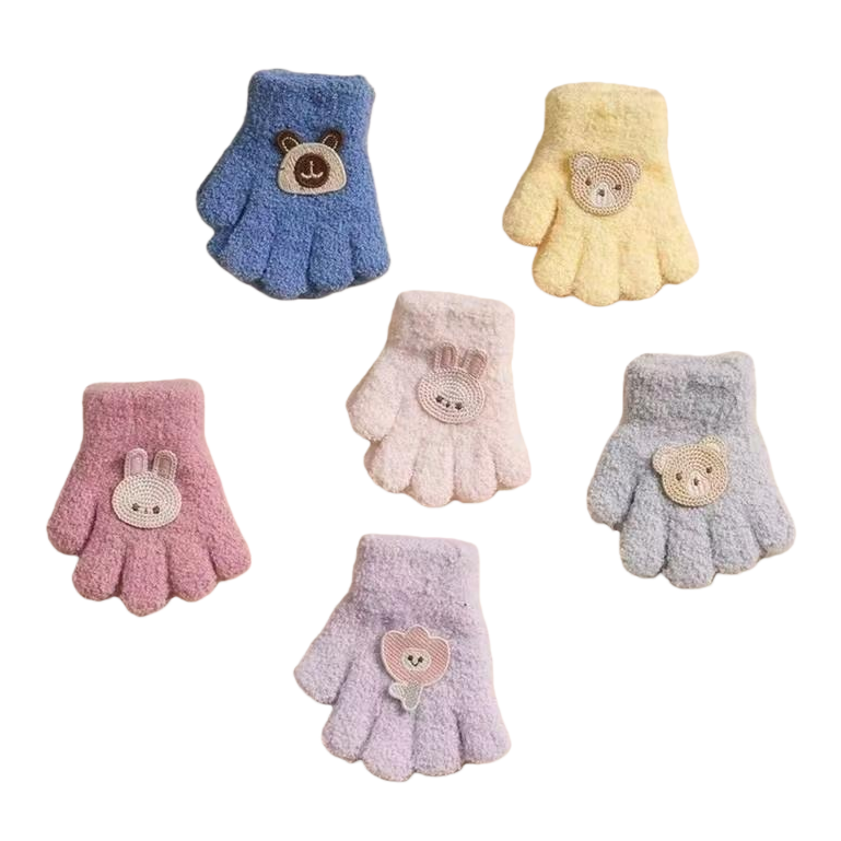 Cute plush gloves with thickened design, warm and anti-slip, suitable for women in autumn and winter Item Picture