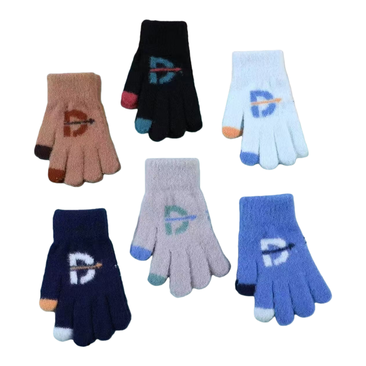 Children's plush gloves in six colors, knitted winter fashion warm gloves Item Picture