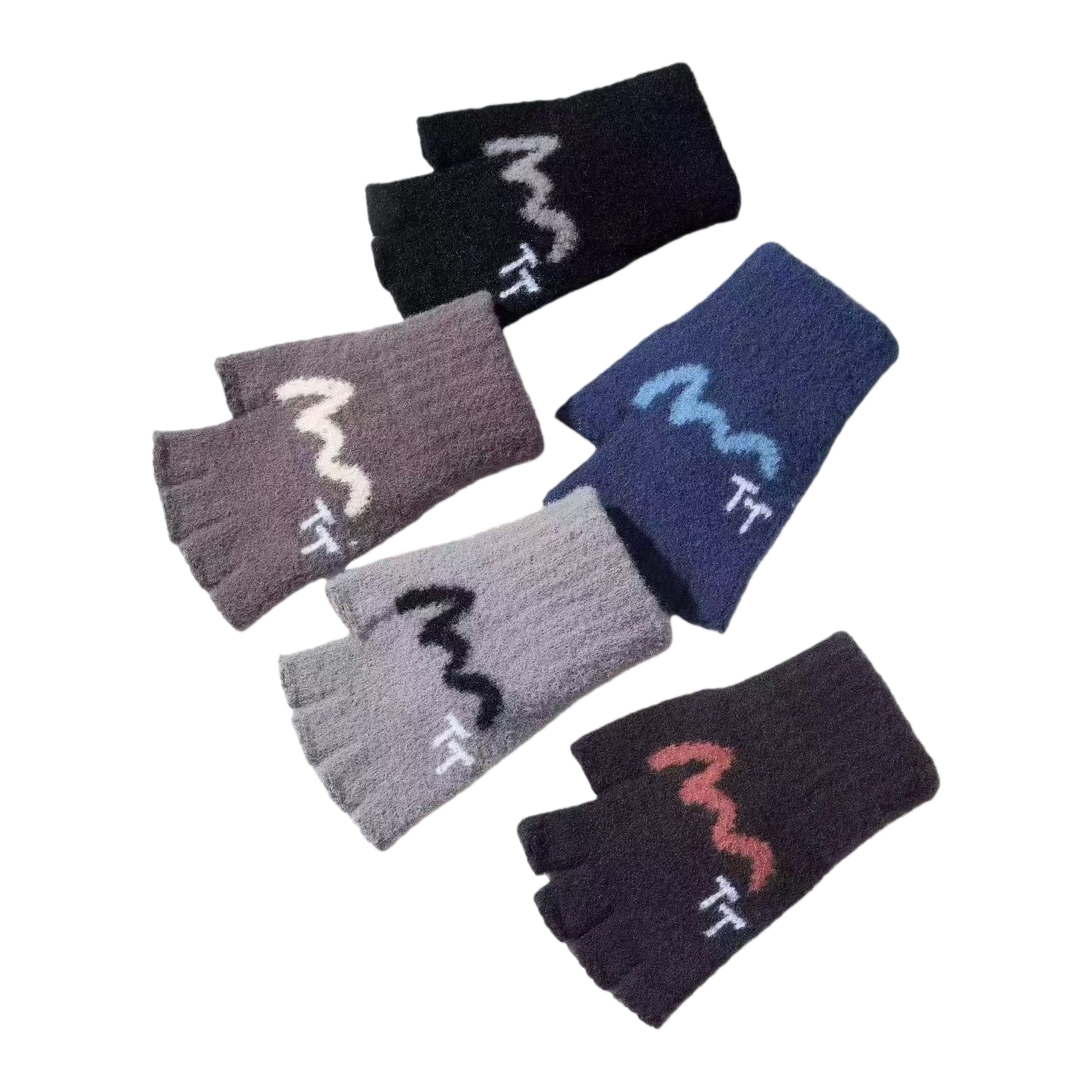 Men's half-finger gloves, breathable and anti-slip cycling sports gloves, knitted winter gloves Item Picture