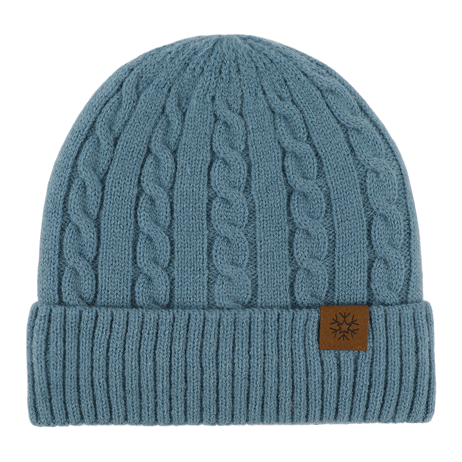 Double-layer thickened and fleece warm pink knitted hat in solid color Item Picture