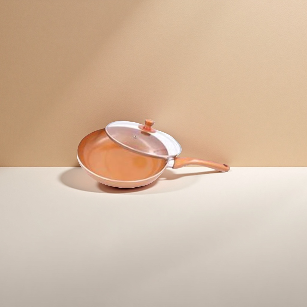Copper-colored flat pan, household non-stick frying pan, wok, kitchen cookware Specification image