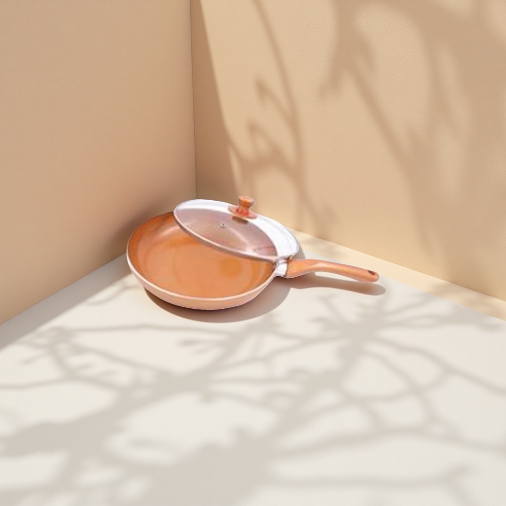 Copper-colored flat pan, household non-stick frying pan, wok, kitchen cookware