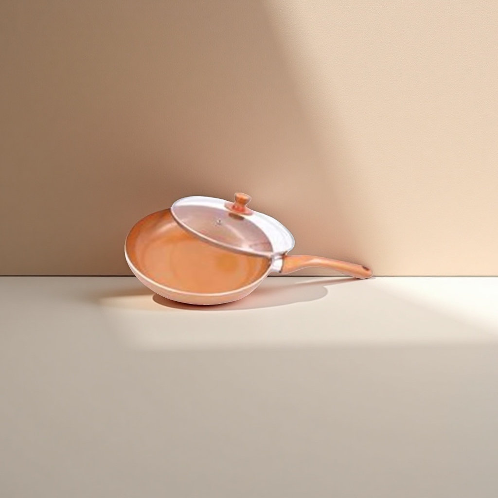 Copper-colored flat pan, household non-stick frying pan, wok, kitchen cookware Application Scenario