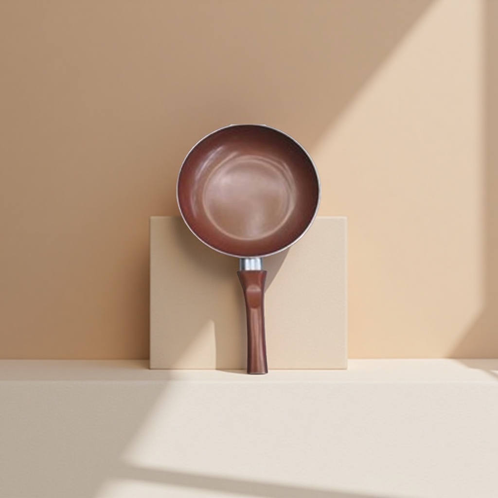 Brown non-stick frying pan, home cooking pan without coating, healthy cooking cookware set details Picture