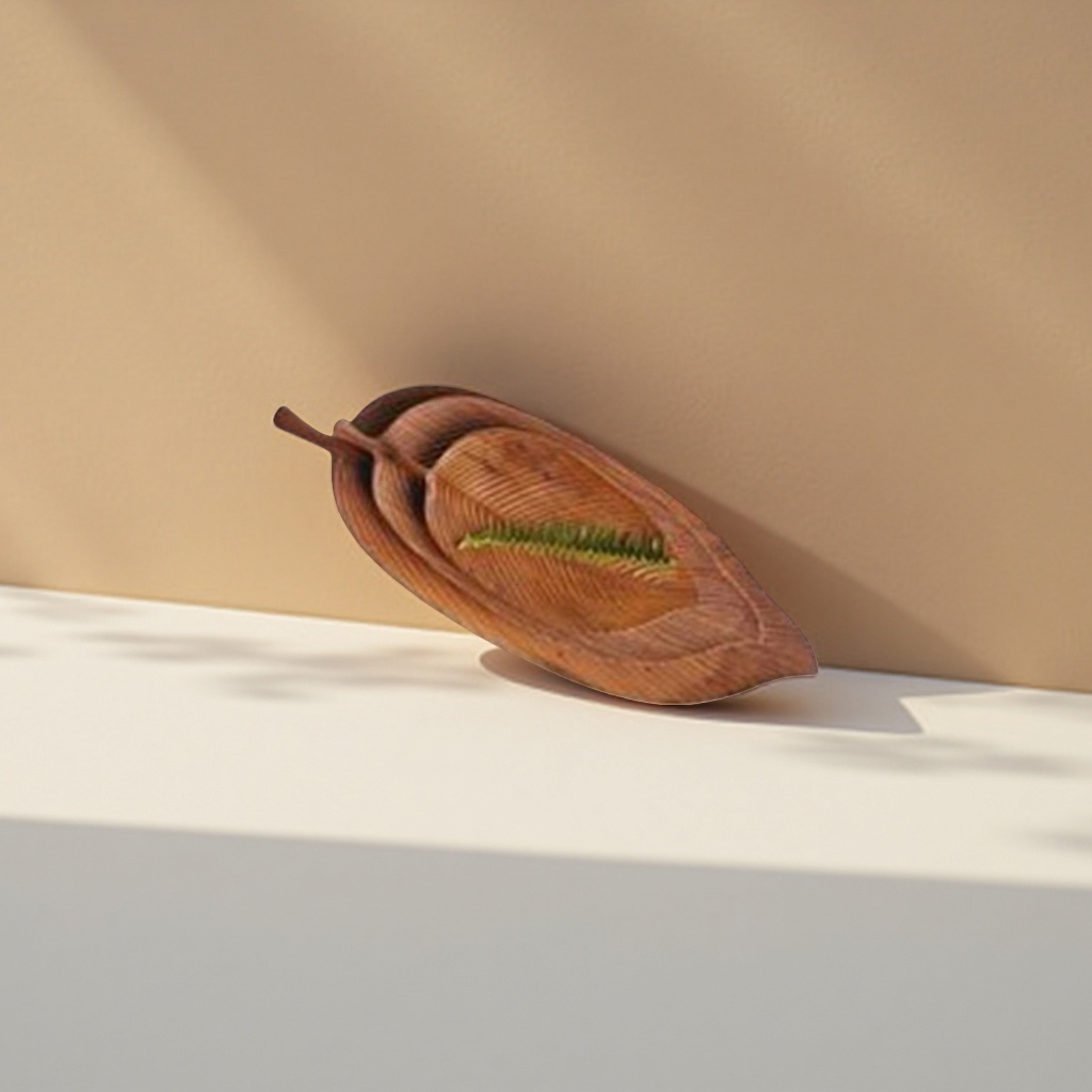 Wooden leaf-shaped tray, multi-functional storage tray, Nordic-style living room coffee table decoration details Picture