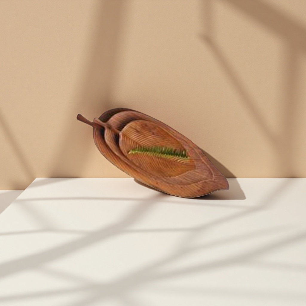 Wooden leaf-shaped tray, multi-functional storage tray, Nordic-style living room coffee table decoration