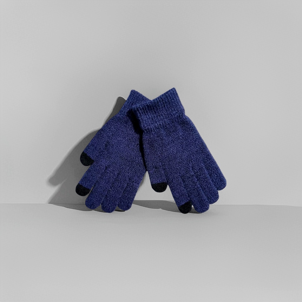 Dark blue knitted gloves, warm and anti-slip children's gloves, suitable for autumn and winter details Picture