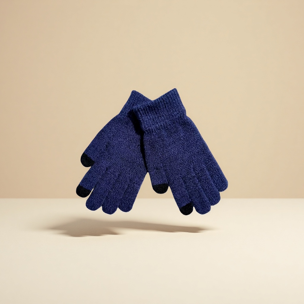 Dark blue knitted gloves, warm and anti-slip children's gloves, suitable for autumn and winter Specification image