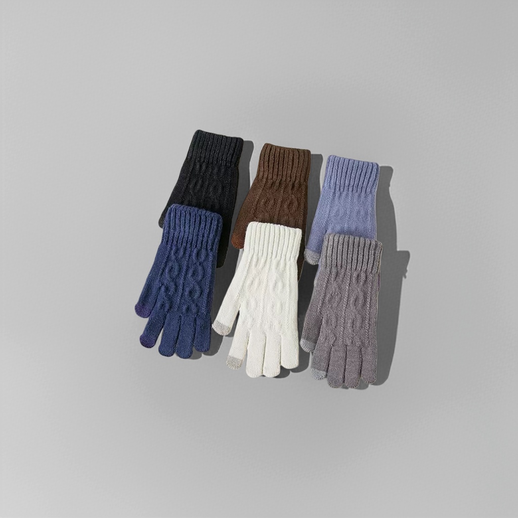 Knitted gloves for women, warm, anti-slip, touch screen, thickened plush gloves for autumn and winter Specification image
