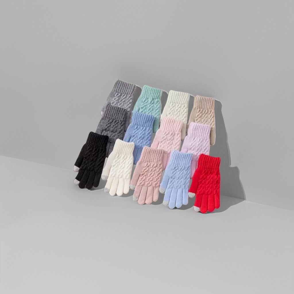 Knitted gloves, warm and anti-slip, children's warm, thick cotton fleece gloves for autumn and winter Specification image